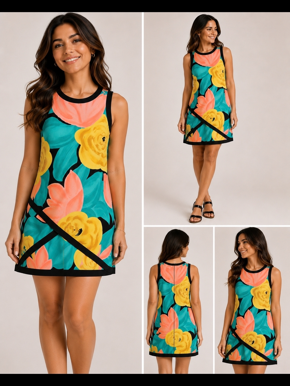 Eva Varro Floral Sleeveless Shift Dress Size M